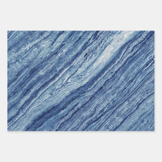 Blauer Marmor Geschenkpapier Set (Vorderseite 2)