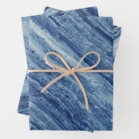 Blauer Marmor Geschenkpapier Set (Beispiel)