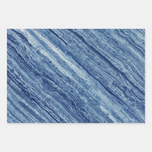 Blauer Marmor Geschenkpapier Set (Vorderseite)