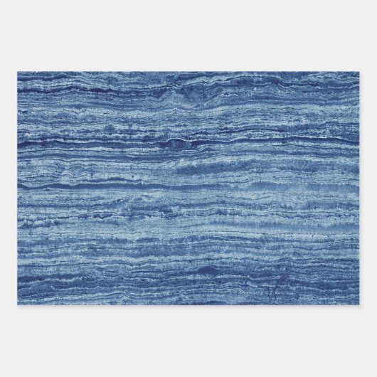 Blauer Marmor Geschenkpapier Set (Vorderseite 3)