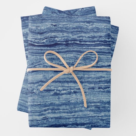 Blauer Marmor Geschenkpapier Set (Beispiel)