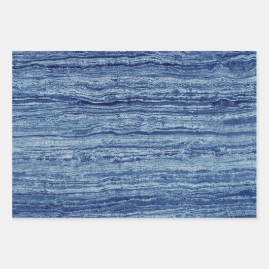 Blauer Marmor Geschenkpapier Set (Vorderseite)