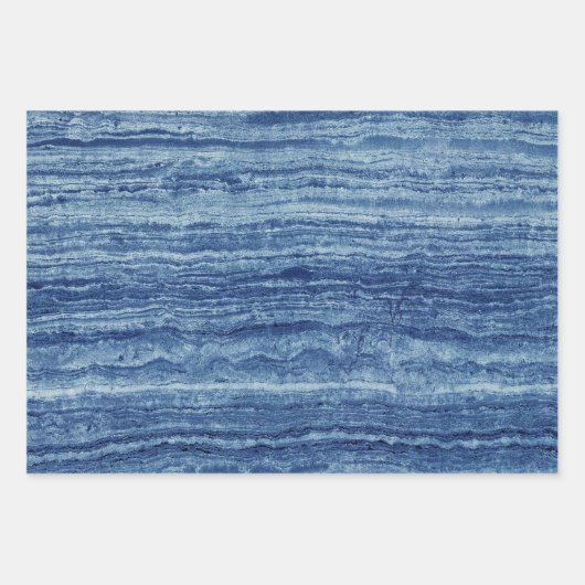 Blauer Marmor Geschenkpapier Set (Vorderseite 2)