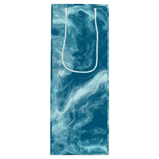 Blauer Marmor Geschenktüte Für Weinflaschen (Vorderseite)