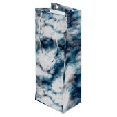 Blauer Marmor Geschenktüte Für Weinflaschen (Rückseite Schrägansicht)