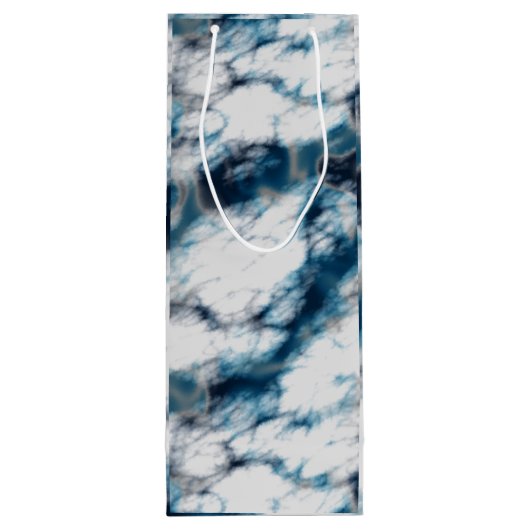 Blauer Marmor Geschenktüte Für Weinflaschen (Rückseite)