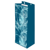 Blauer Marmor Geschenktüte Für Weinflaschen (Rückseite Schrägansicht)