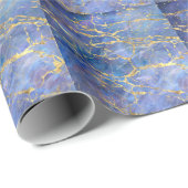 Blauer Marmor Gold Abstrakte Textur Geschenkpapier (Rolleneckpunkt)