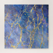 Blauer Marmor Gold Abstrakte Textur Puzzle (Horizontal)