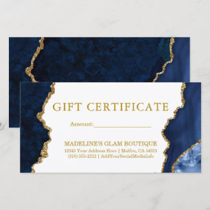 Blauer Marmor-Gold-Geschenkgutschein