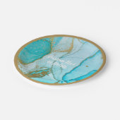 Blauer Marmor Gold Glitzer Personalisiert Pappteller (Schrägansicht)