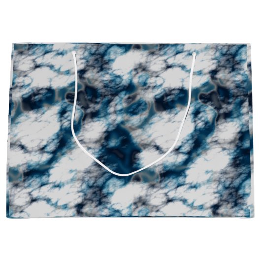 Blauer Marmor Große Geschenktüte (Vorderseite)