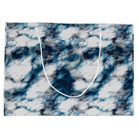Blauer Marmor Große Geschenktüte (Rückseite)