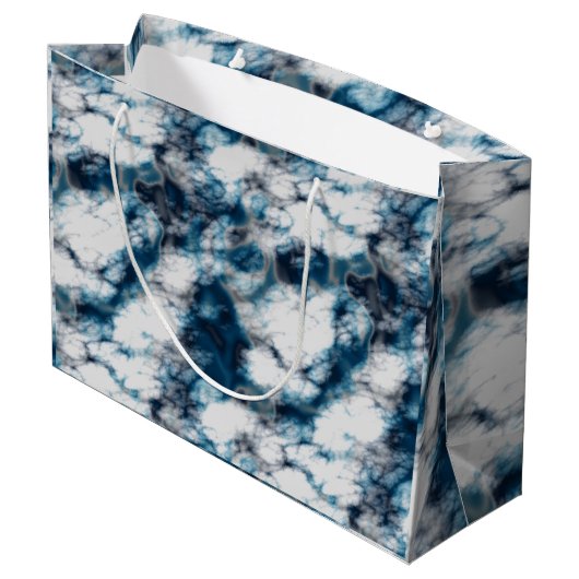 Blauer Marmor Große Geschenktüte (Rückseite Schrägansicht)
