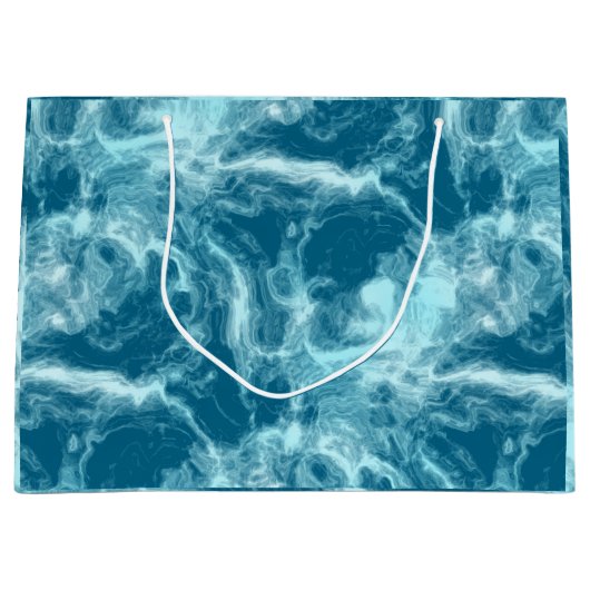 Blauer Marmor Große Geschenktüte (Vorderseite)