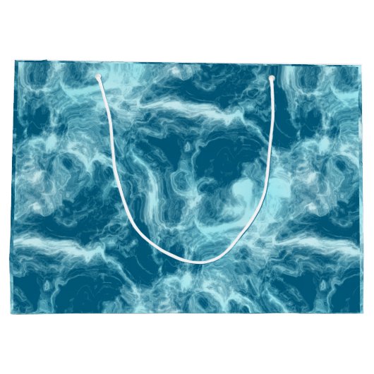 Blauer Marmor Große Geschenktüte (Rückseite)