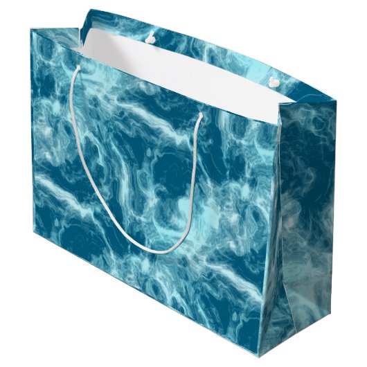 Blauer Marmor Große Geschenktüte (Rückseite Schrägansicht)