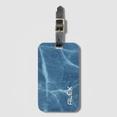 Blauer Marmor in Fractured Stone Pattern Gepäckanhänger (Vorderseite Vertikal)