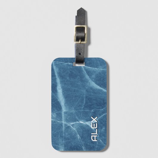 Blauer Marmor in Fractured Stone Pattern Gepäckanhänger (Vorderseite Vertikal)