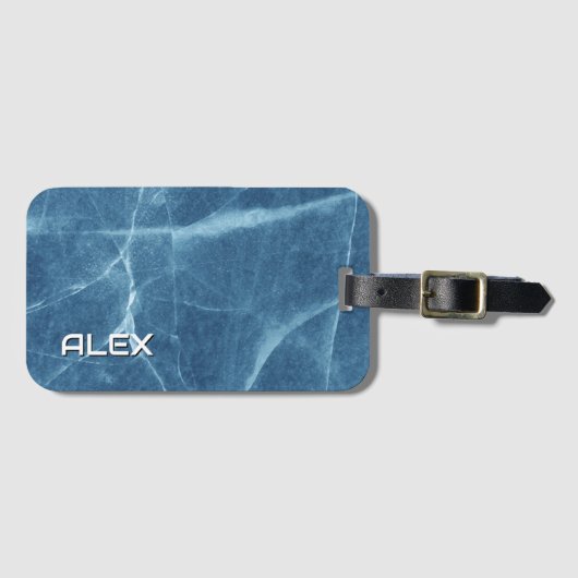Blauer Marmor in Fractured Stone Pattern Gepäckanhänger (Vorderseite (Horizontal))