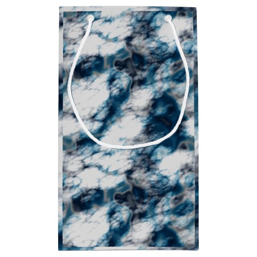 Blauer Marmor Kleine Geschenktüte (Rückseite)