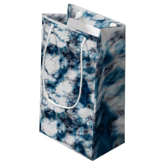 Blauer Marmor Kleine Geschenktüte (Rückseite Schrägansicht)