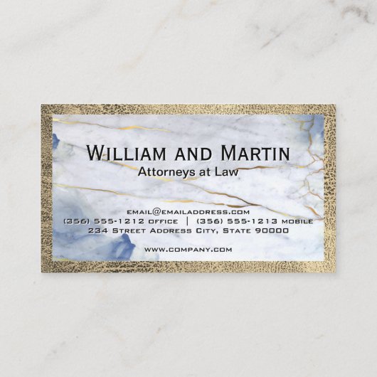 Blauer Marmor | Lederreise | Monogramm | QR-Code Visitenkarte (Rückseite)