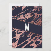 Blauer Marmor-Marmor-Diagonal-Süße 16 Einladung (Rückseite)