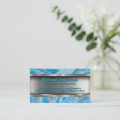 Blauer Marmor | Metallisch Visitenkarte (Stehend Vorderseite)