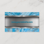 Blauer Marmor | Metallisch Visitenkarte (Rückseite)
