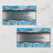 Blauer Marmor | Metallisch Visitenkarte (Vorne/Hinten)