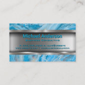 Blauer Marmor | Metallisch Visitenkarte (Vorderseite)