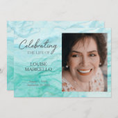 Blauer Marmor mit Foto-Feier des Lebens Einladung (Vorne/Hinten)