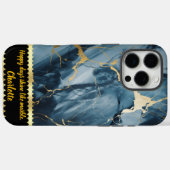 Blauer Marmor mit goldenen Adern für Case-Mate iPhone Hülle (Rückseite (Horizontal))