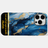 Blauer Marmor mit goldenen Akzenten Case-Mate iPhone Hülle (Rückseite (Horizontal))