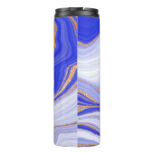 Blauer Marmor mit goldener Textur Thermosbecher (Rückseite)