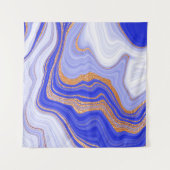 Blauer Marmor mit goldener Textur Wandteppich (Vorderseite (Horizontal))