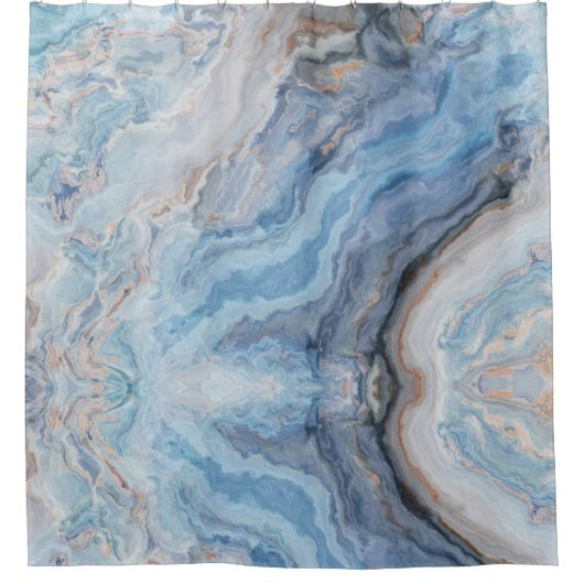 Blauer Marmor mit Hübscher goldschwarzer Dekoratio Duschvorhang (Vorderseite)