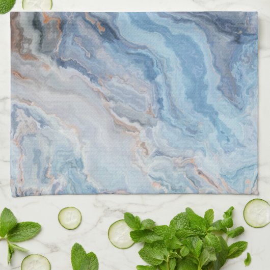 Blauer Marmor mit Hübscher goldschwarzer Dekoratio Geschirrtuch (Gefaltet)