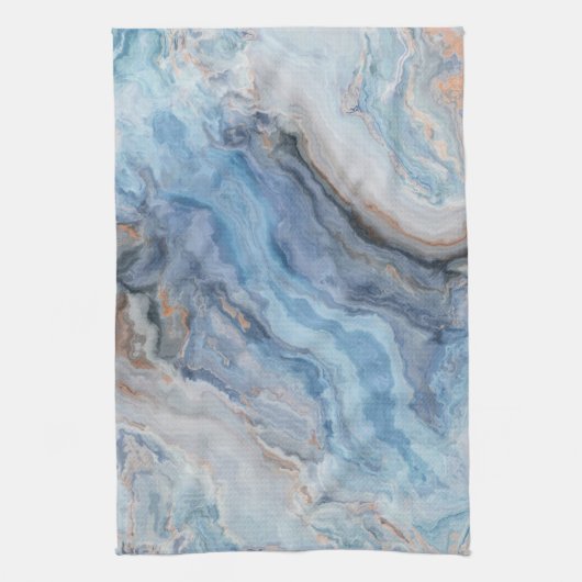Blauer Marmor mit Hübscher goldschwarzer Dekoratio Geschirrtuch (Vertikal)