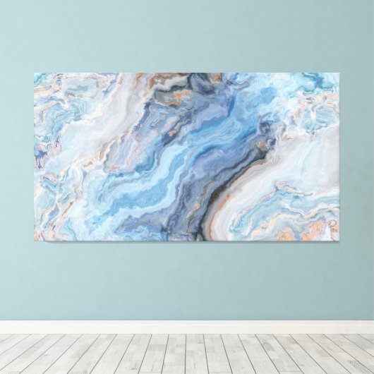 Blauer Marmor mit Hübscher goldschwarzer Dekoratio Leinwanddruck (Insitu (Holzboden))