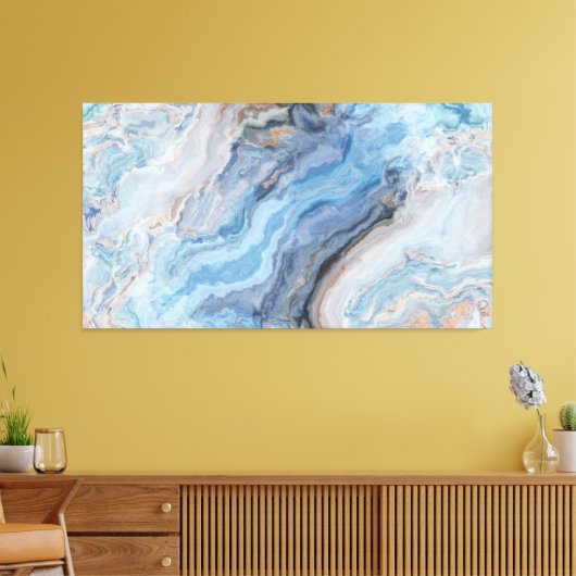 Blauer Marmor mit Hübscher goldschwarzer Dekoratio Leinwanddruck (Insitu (Wohnzimmer))