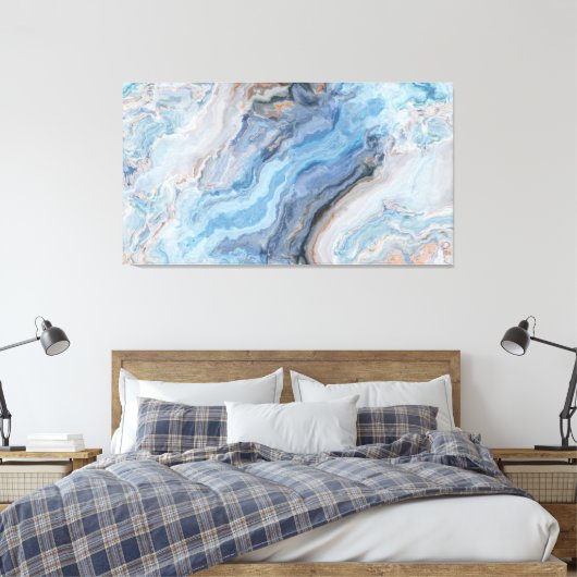 Blauer Marmor mit Hübscher goldschwarzer Dekoratio Leinwanddruck (Insitu (Schlafzimmer))