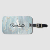 Blauer Marmor mit Mit Monogramm Gepäckanhänger (Vorderseite (Horizontal))