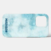 Blauer Marmor mit Namen Case-Mate iPhone Hülle (Rückseite (Horizontal))