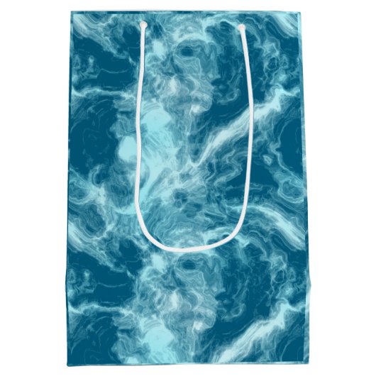 Blauer Marmor Mittlere Geschenktüte (Rückseite)