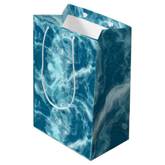 Blauer Marmor Mittlere Geschenktüte (Rückseite Schrägansicht)