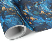 Blauer Marmor Paint Pour Jewel Textur Geschenkpapier (Rolleneckpunkt)