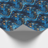 Blauer Marmor Paint Pour Jewel Textur Geschenkpapier (Ecke)