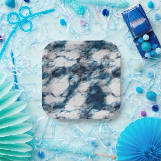 Blauer Marmor Pappteller (Party)